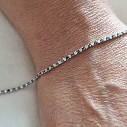 Mini Bracciali Tennis 1mm, 1+1, Argento s925