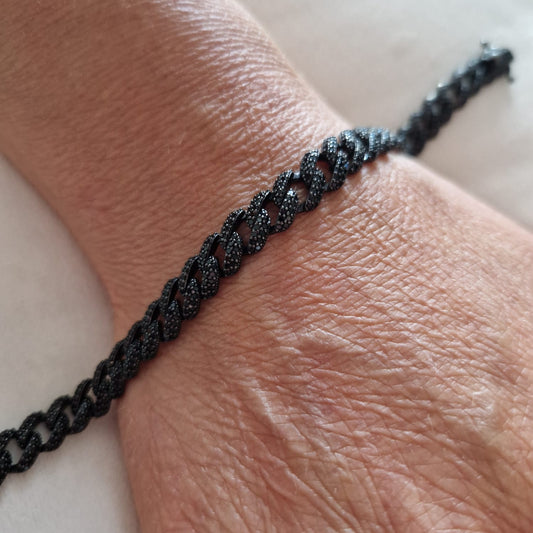 Bracciale Grumette 8mm NERO, in Argento 925