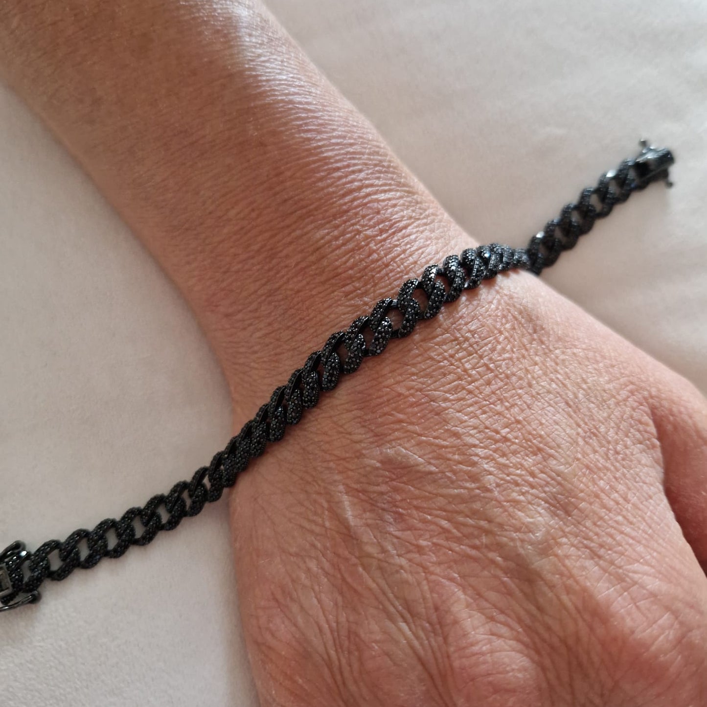 Bracciale Grumette 8mm NERO, in Argento 925
