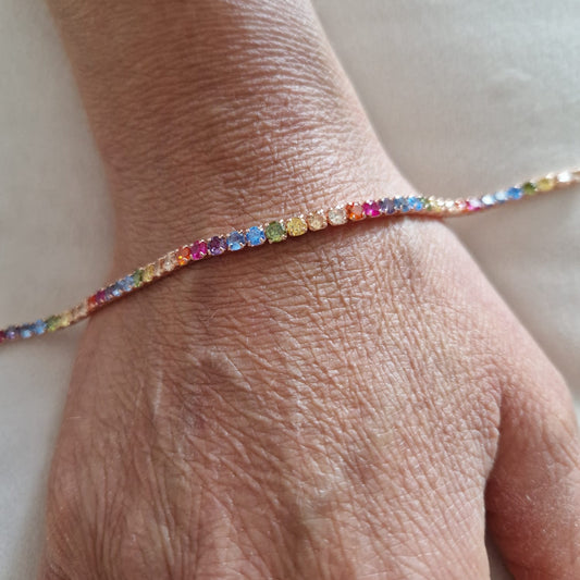 Bracciali Tennis 3mm Multicolor, Argento S925