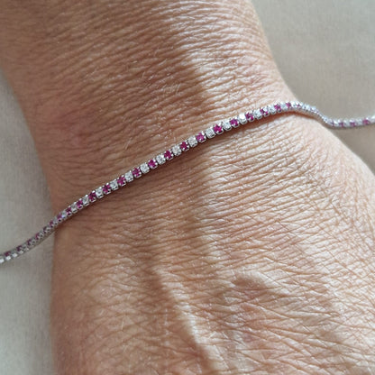 Mini Bracciali Tennis 1mm, 1+1, Argento s925