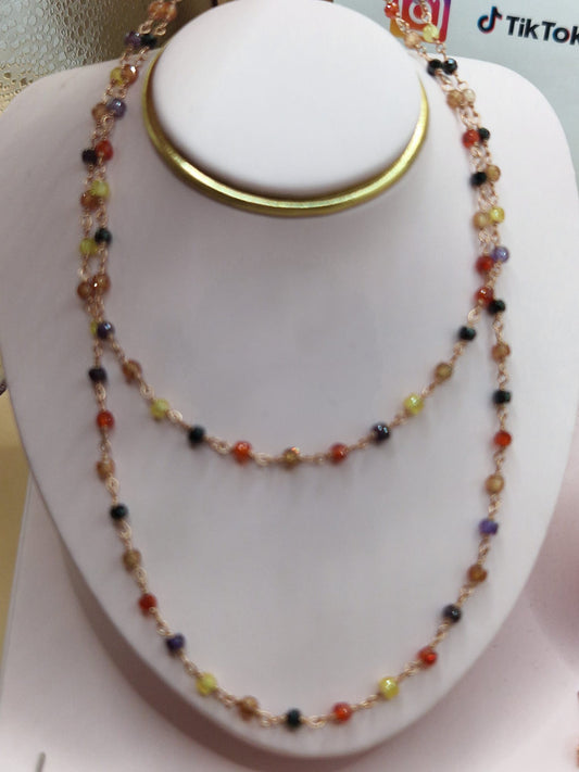 Collana Arlecchino Colori Scuri, Stile Rosario, Argento S925