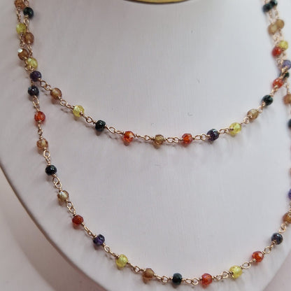 Collana Arlecchino Colori Scuri, Stile Rosario, Argento S925