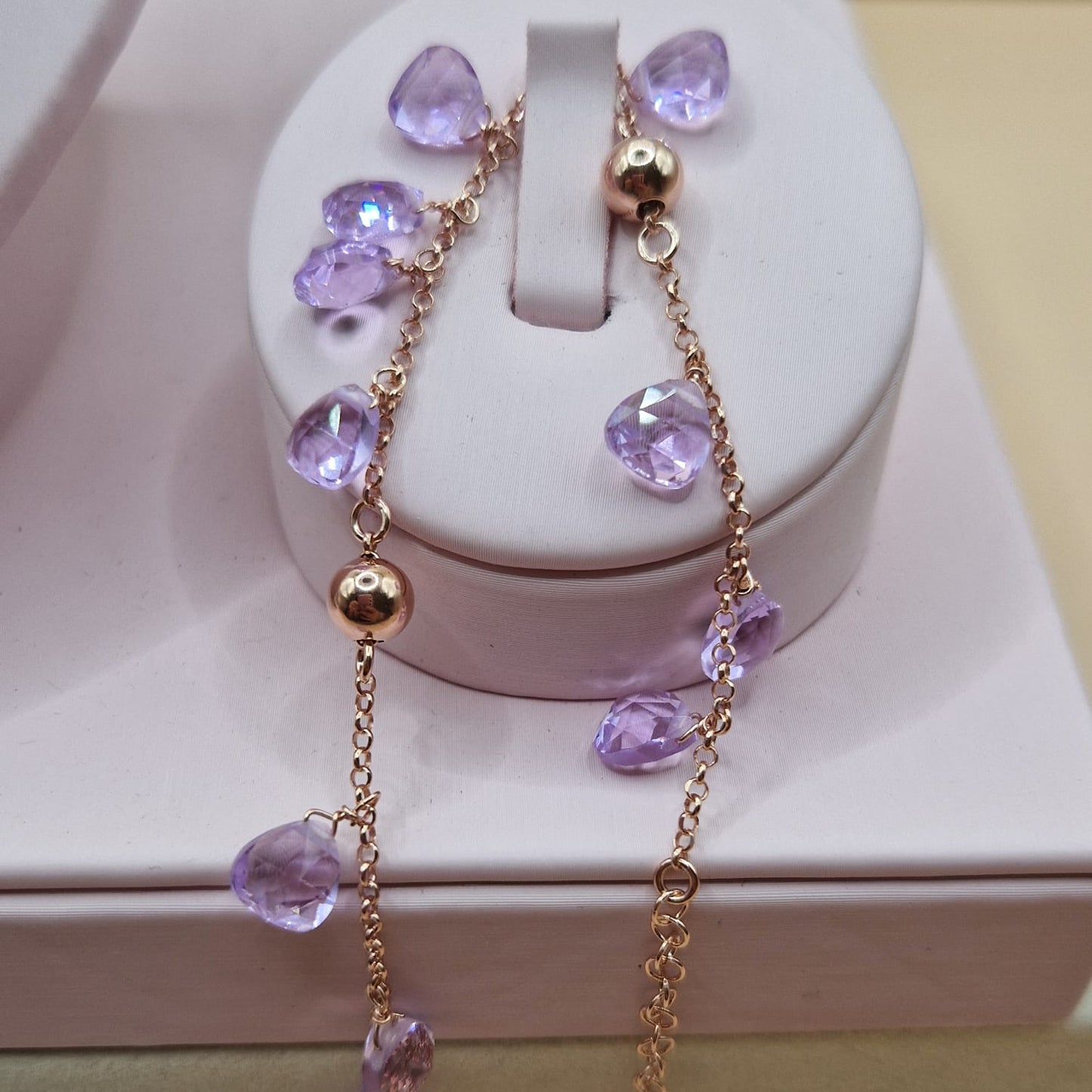 Bracciale Gocce Lilla, Argento Rosè