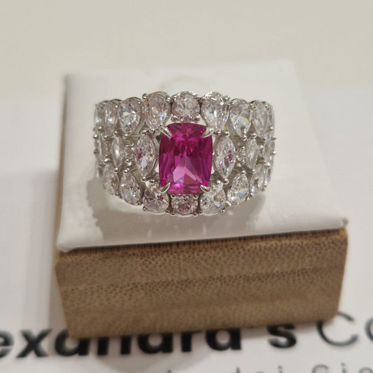 Anello Fascia Brillante, in Argento S925 e Zirconi