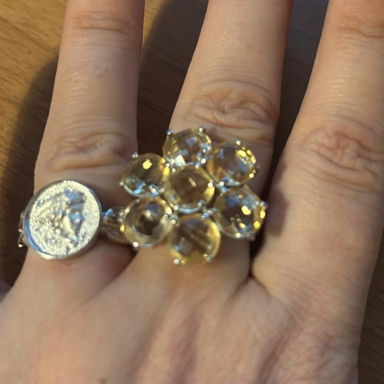 Anello Fiore in Pietre Preziose, Argento 925