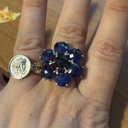 Anello Fiore in Pietre Preziose, Argento 925