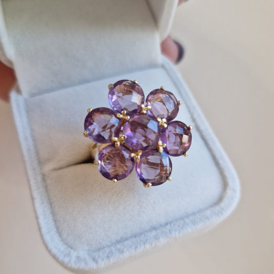 Anello Fiore in Pietre Preziose, Argento 925