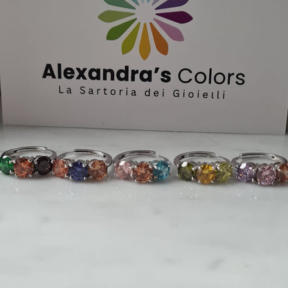 Anello TRILOGY MULTI Color 7mm, Produzione ESCLUSIVA, Argento 925