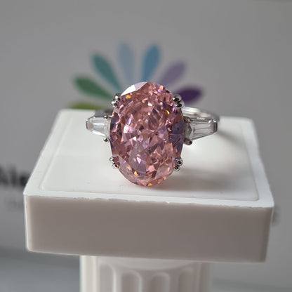 Anello Ovale Big, in Argento S925 e Zirconi