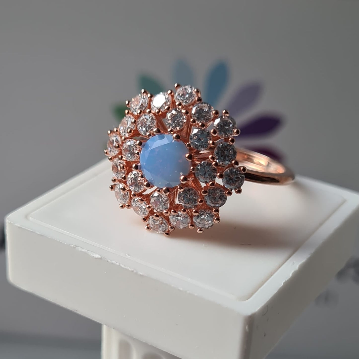 Anello Margherita con OPALE, Produzione ESCLUSIVA, Argento 925