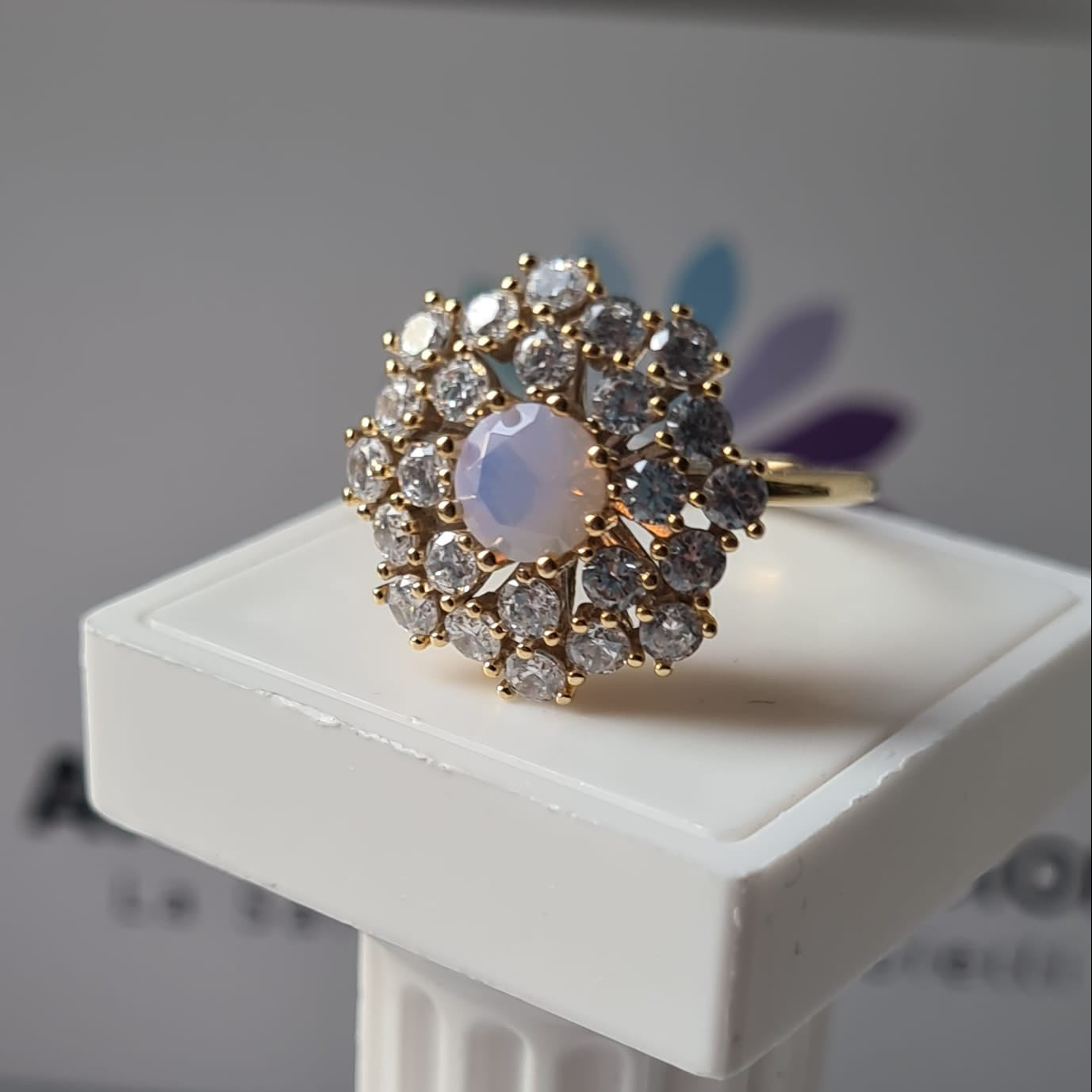 Anello Margherita con OPALE, Produzione ESCLUSIVA, Argento 925