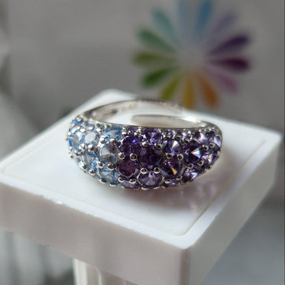 Anello Bomby Azzurro e Viola, Argento s925