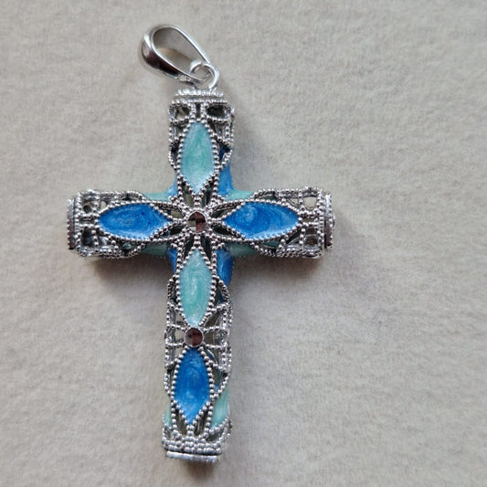 Ciondolo Croce Grande in Filigrana Preziosa, Argento s925 SILVER