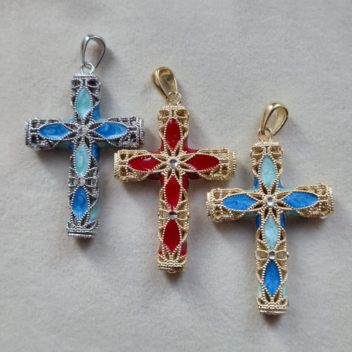 Collana con Croce in Filigrana Preziosa, Argento s925