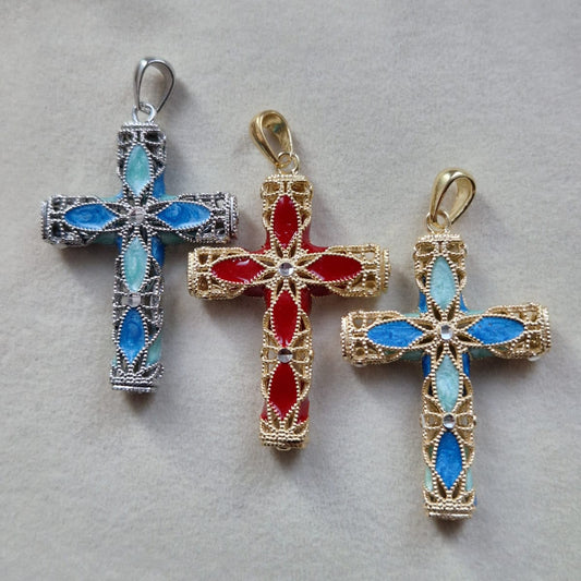 Collana con Croce in Filigrana Preziosa, Argento s925