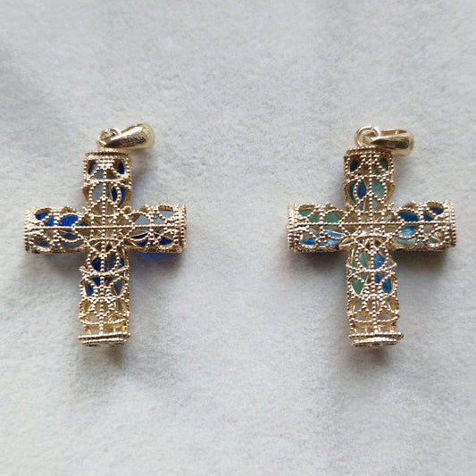 Collana con Croce Media in Filigrana Preziosa, Argento s925
