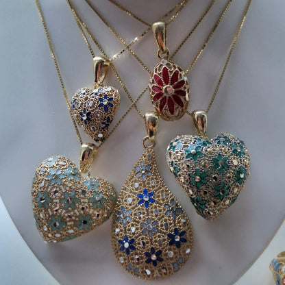 Collana con Ciondolo in Filigrana Preziosa, Argento s925