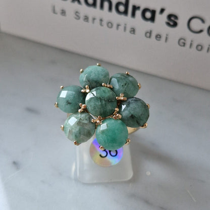 Anello Fiore in Pietre Preziose, Argento 925