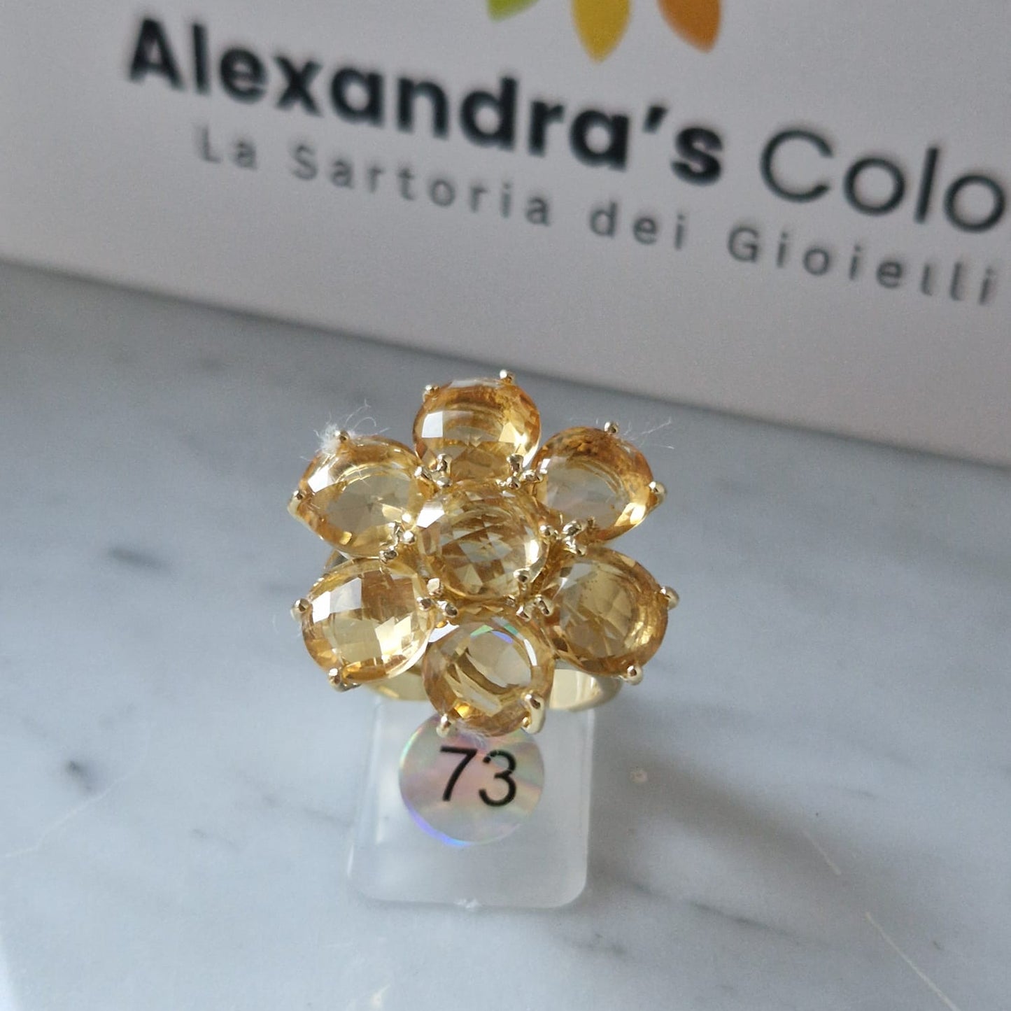 Anello Fiore in Pietre Preziose, Argento 925