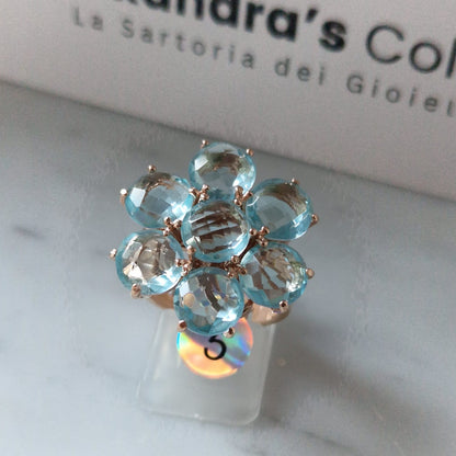 Anello Fiore in Pietre Preziose, Argento 925