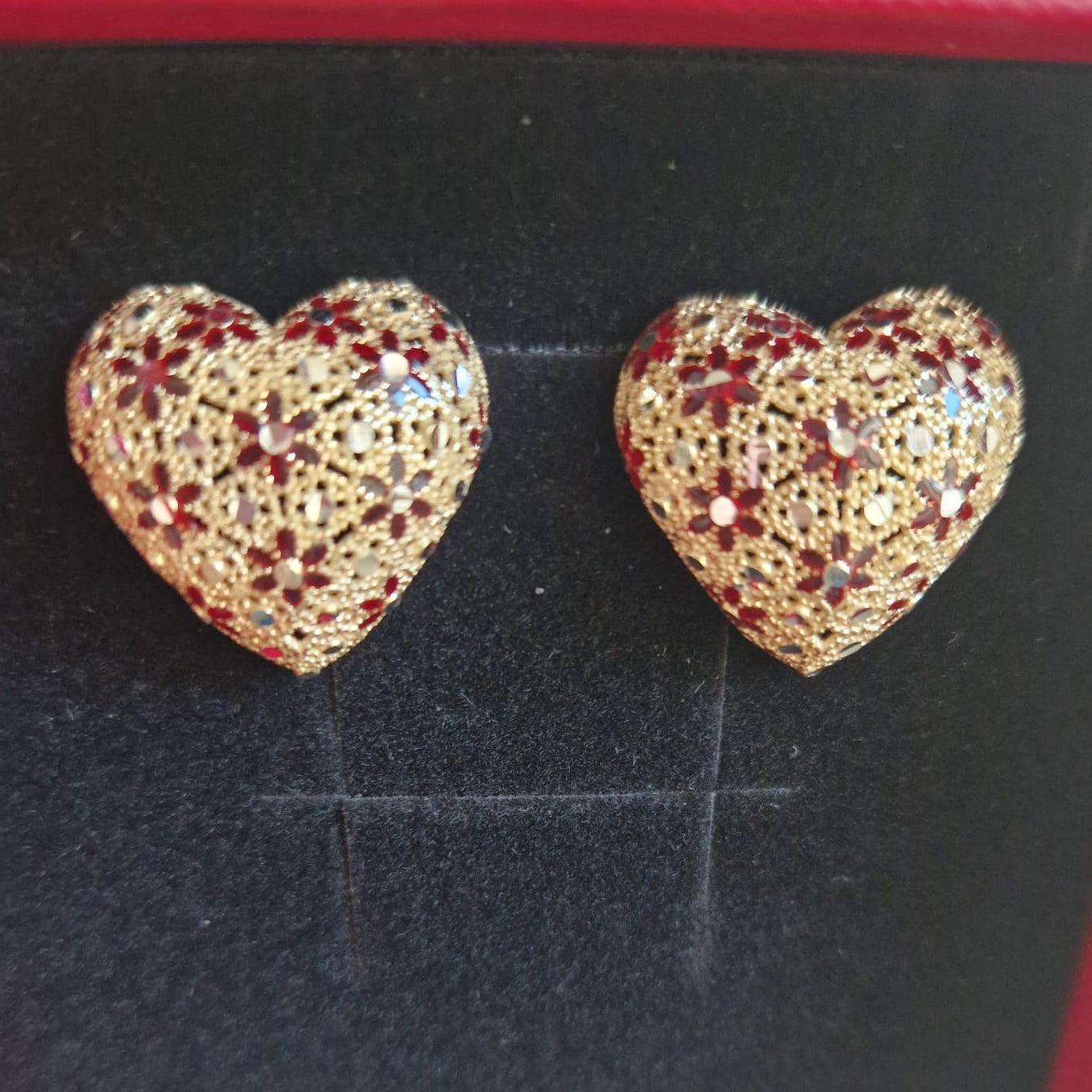 Orecchini Cuore, Preziosi, in Filigrana, Argento 925 e Bagno in Oro