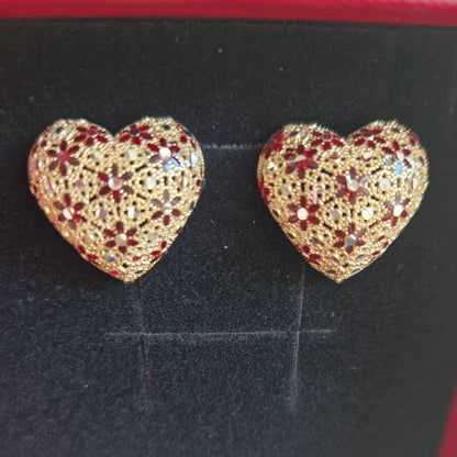 Orecchini Cuore, Preziosi, in Filigrana, Argento 925 e Bagno in Oro