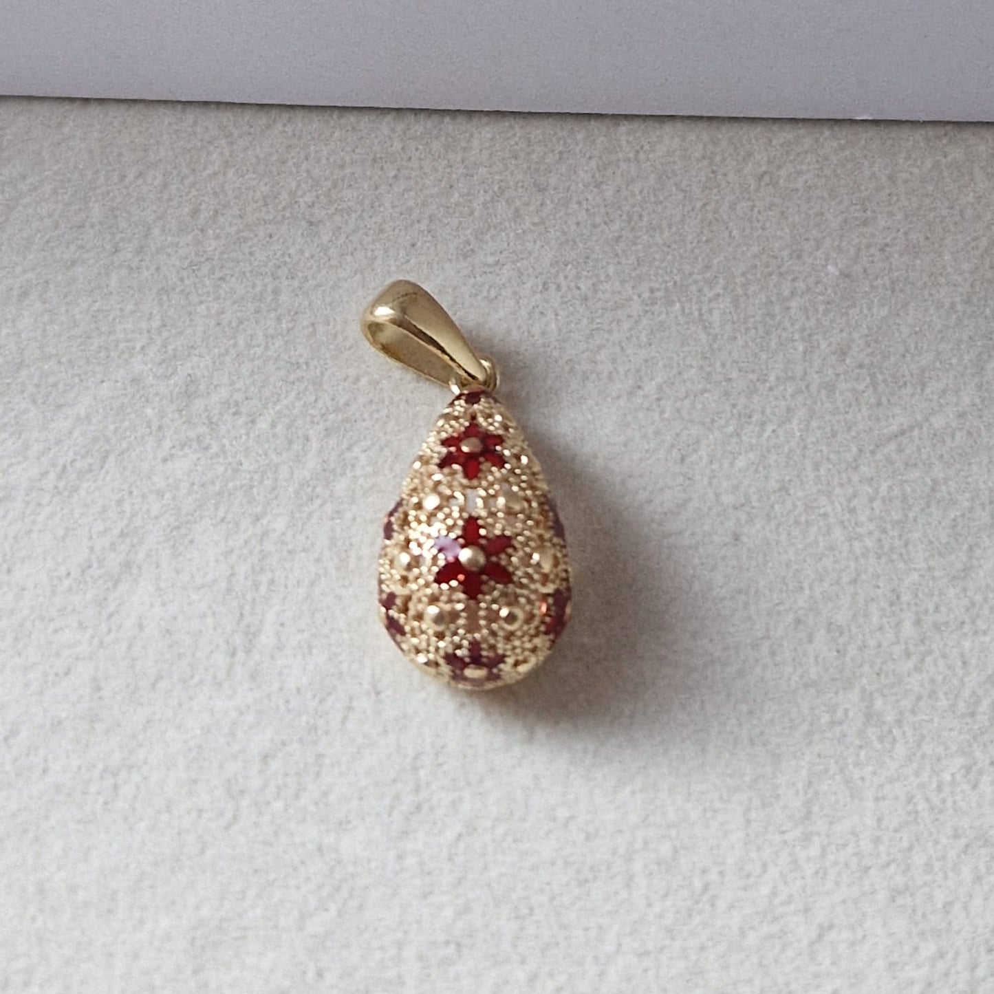 Ciondolo Goccia, Preziosa, in Filigrana, Argento 925 e Bagno in Oro