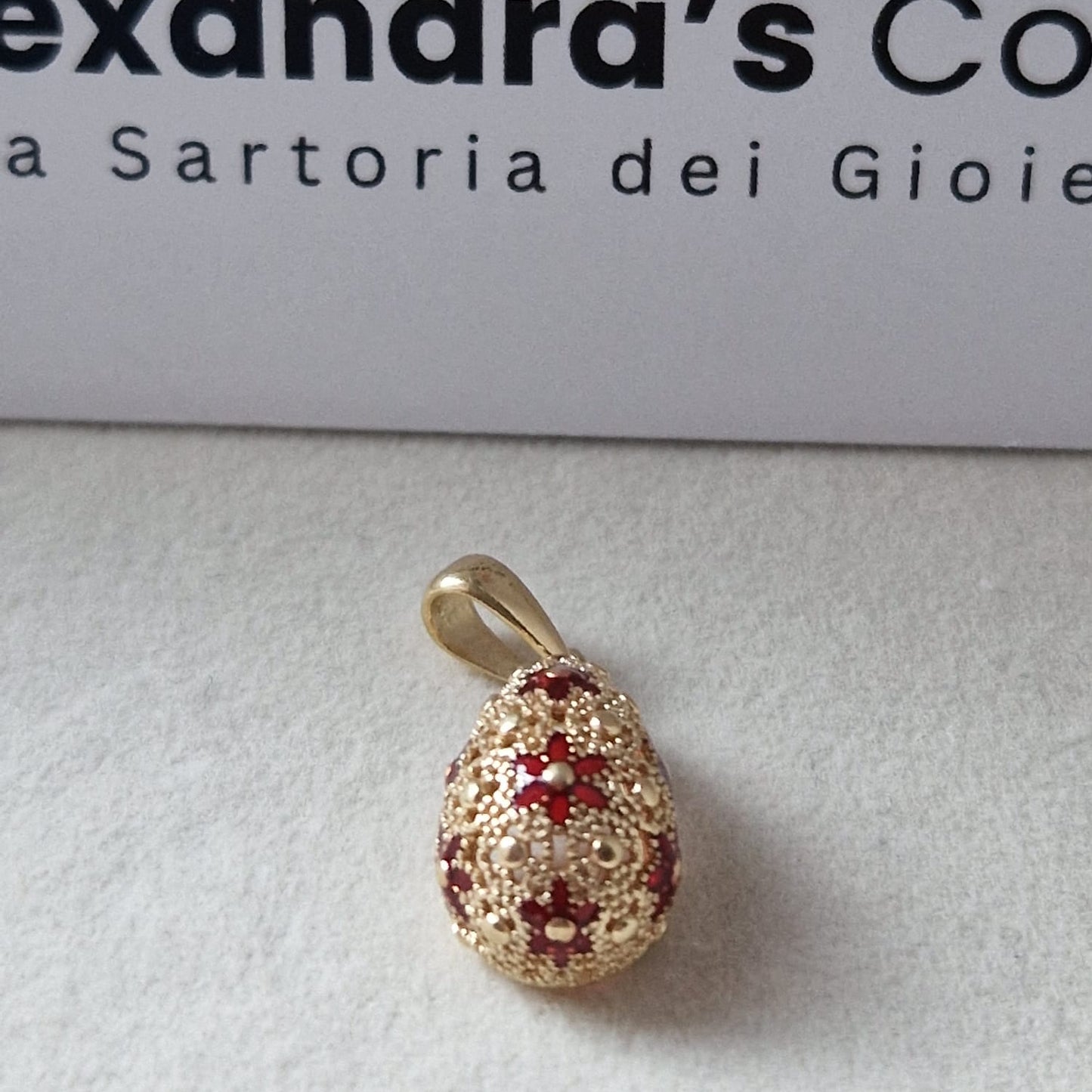 Ciondolo Goccia, Preziosa, in Filigrana, Argento 925 e Bagno in Oro