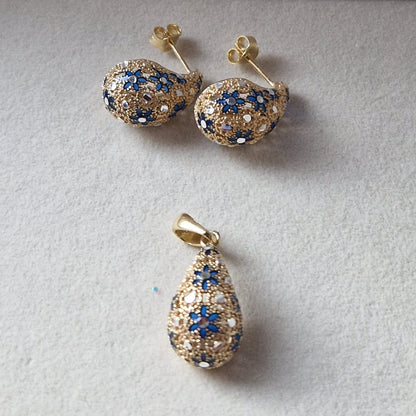 Ciondolo Goccia, Preziosa, in Filigrana, Argento 925 e Bagno in Oro