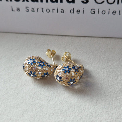 Orecchini Goccia, Preziosi, in Filigrana, Argento 925 e Bagno in Oro