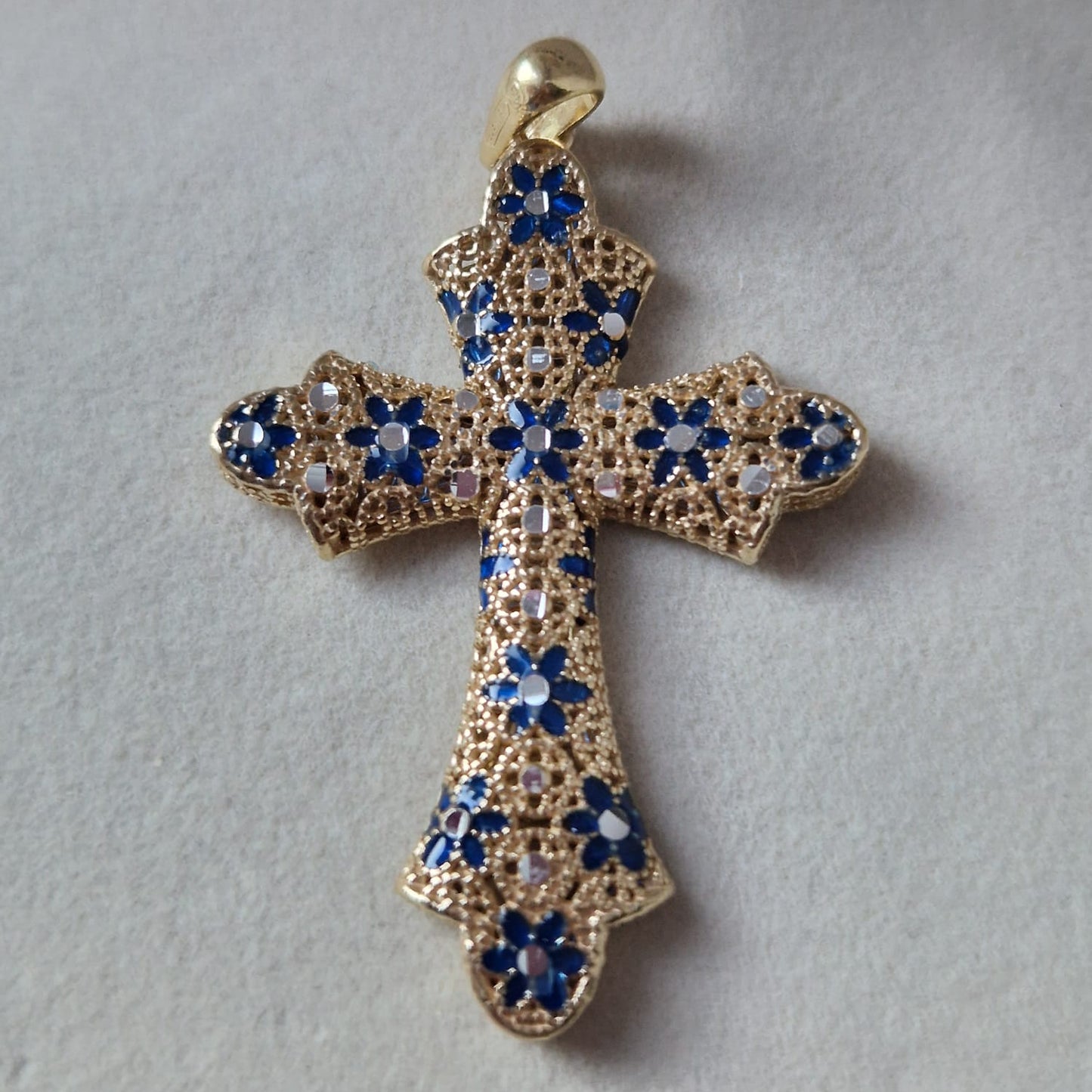 Collana con Croce Antica in Filigrana Preziosa, Argento s925