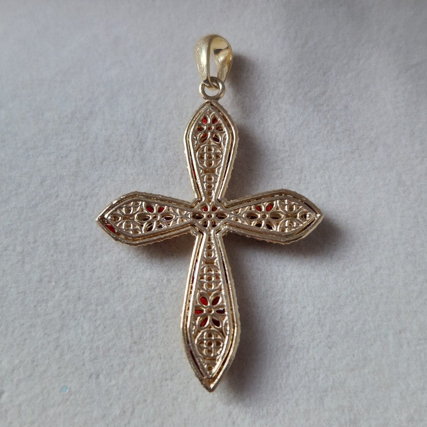 Collana con Croce Media in Filigrana Preziosa, Argento s925