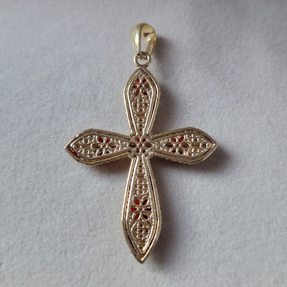 Collana con Croce Media in Filigrana Preziosa, Argento s925