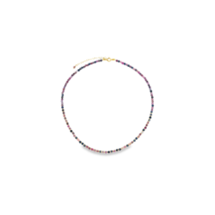 Collana Zaffiro Multicolor in Argento 925 e Oro 18k