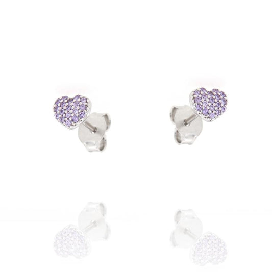 Cuori Bomby zirconi viola, Argento s925