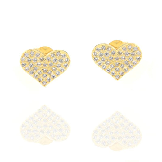 Orecchini Cuore piatto zirconato, Argento s925