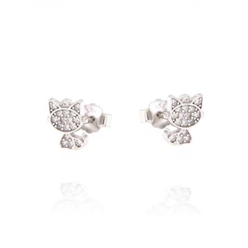 Orecchini Gattino zirconato, Argento s925