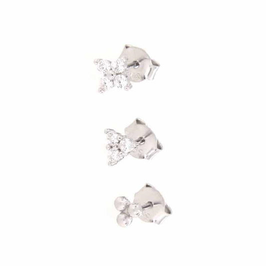 Set 3 Orecchini Fiorellini stilizzati, in Argento 925