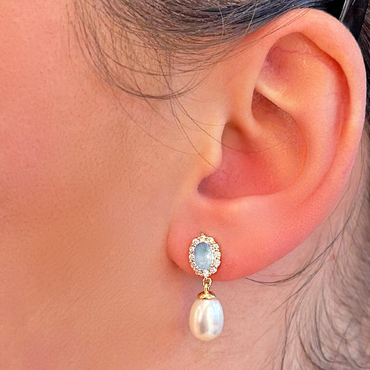 Orecchini Kate con Perla Pendente, in ARGENTO S925