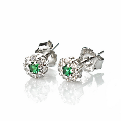Orecchini Fiorellino Petali Bianchi diversi Colori, Argento s925