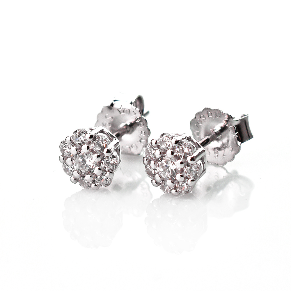Orecchini Fiorellino Petali Bianchi diversi Colori, Argento s925