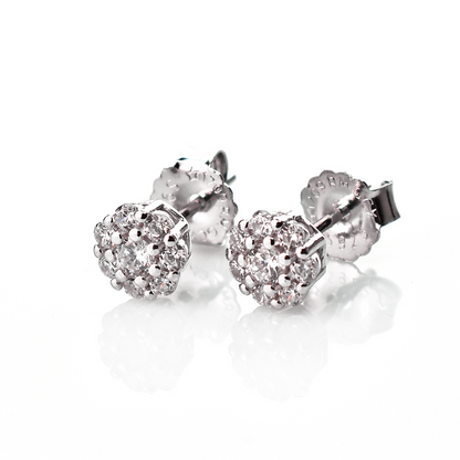 Orecchini Fiorellino Petali Bianchi diversi Colori, Argento s925