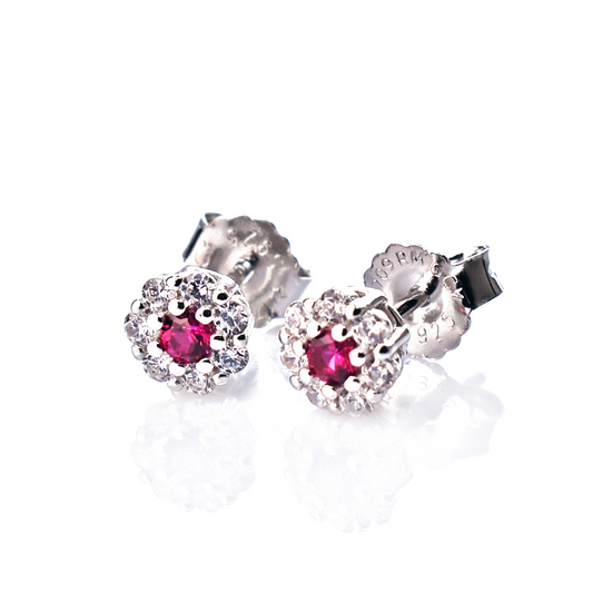 Orecchini Fiorellino Petali Bianchi diversi Colori, Argento s925