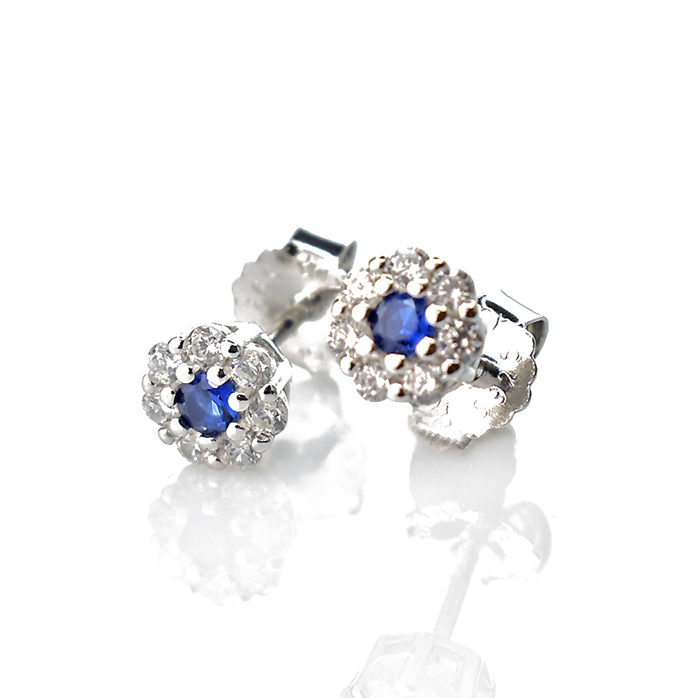 Orecchini Fiorellino Petali Bianchi diversi Colori, Argento s925