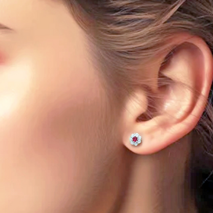 Orecchini Fiorellino Petali Bianchi diversi Colori, Argento s925