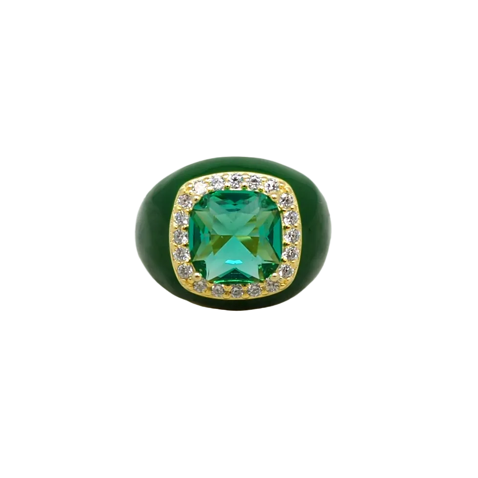 Anello Chevalier in Argento 925 con Zircone Quadrato