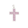 Round Zircon Cross Pendant, many Colors, Sterling Silver s925