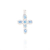 Round Zircon Cross Pendant, many Colors, Sterling Silver s925