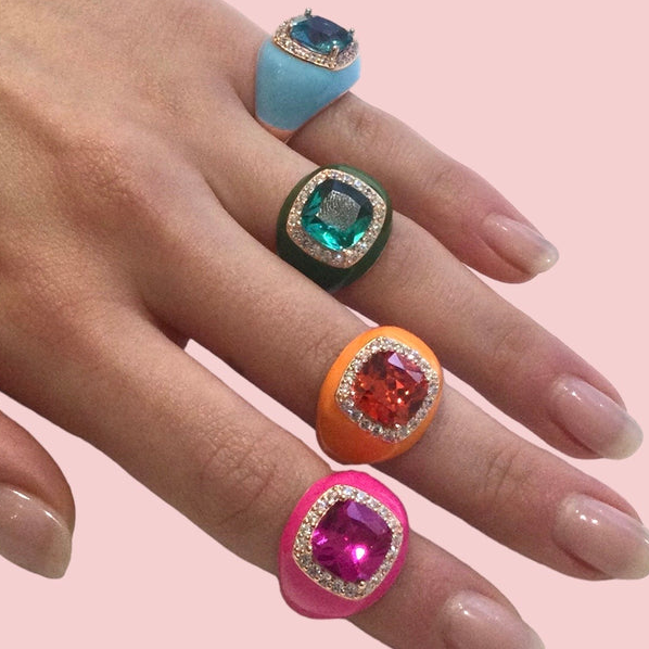 Anello Chevalier in Argento 925 con Zircone Quadrato